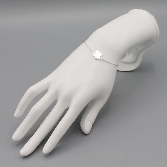 Lucky clover tennis bracelet silver tone - Picture 3 of 6